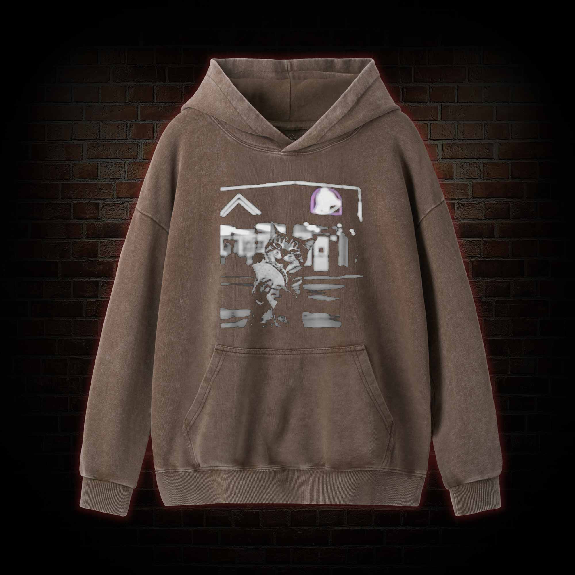 Funny Cat Eating Taco Washed Hoodie