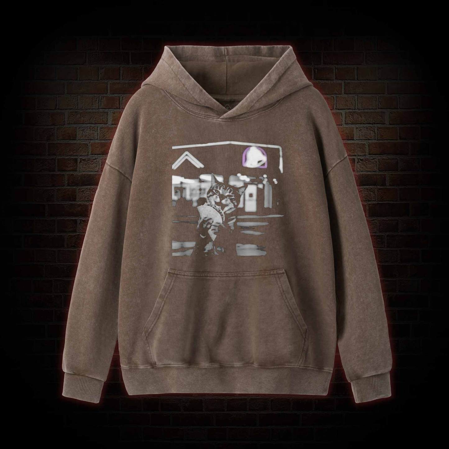 Funny Cat Eating Taco Washed Hoodie