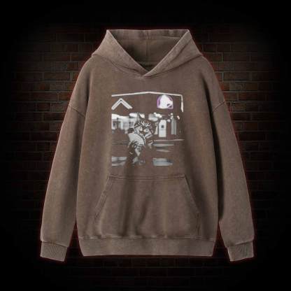 Funny Cat Eating Taco Washed Hoodie