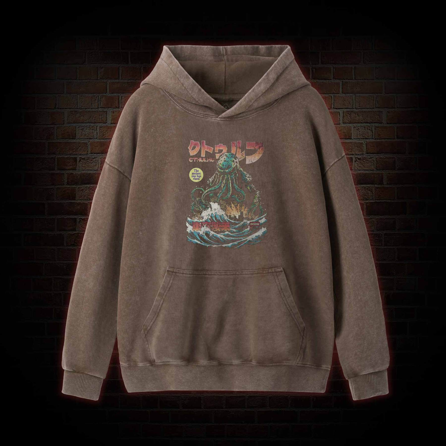 Cthulhu Tokyo Invasion Washed Hoodie