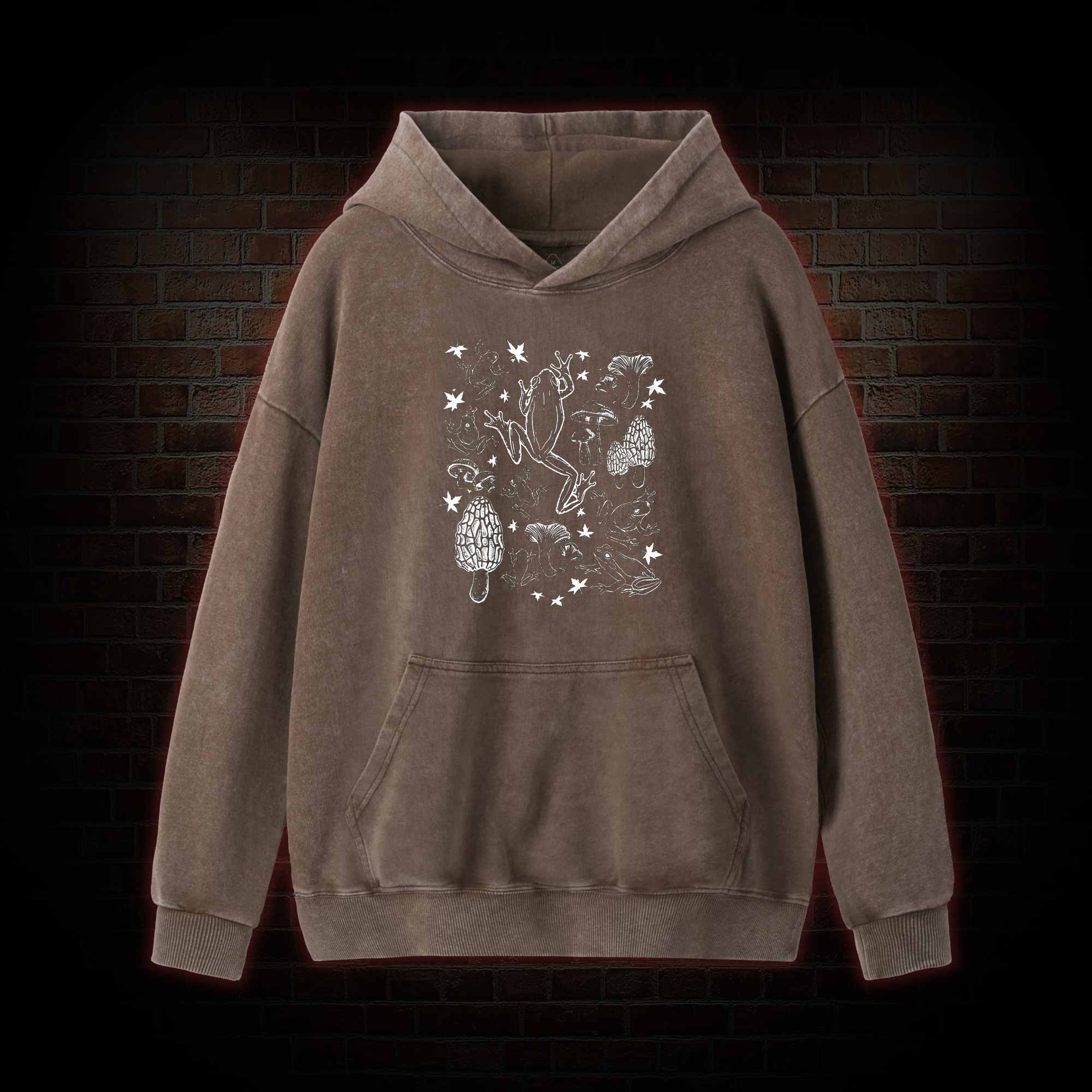 Frogs and Mushrooms Vintage Washed Hoodie