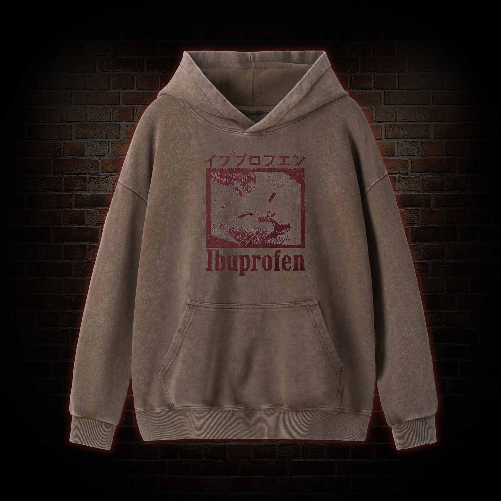 Ibuprofen Cat Meme Washed Hoodie