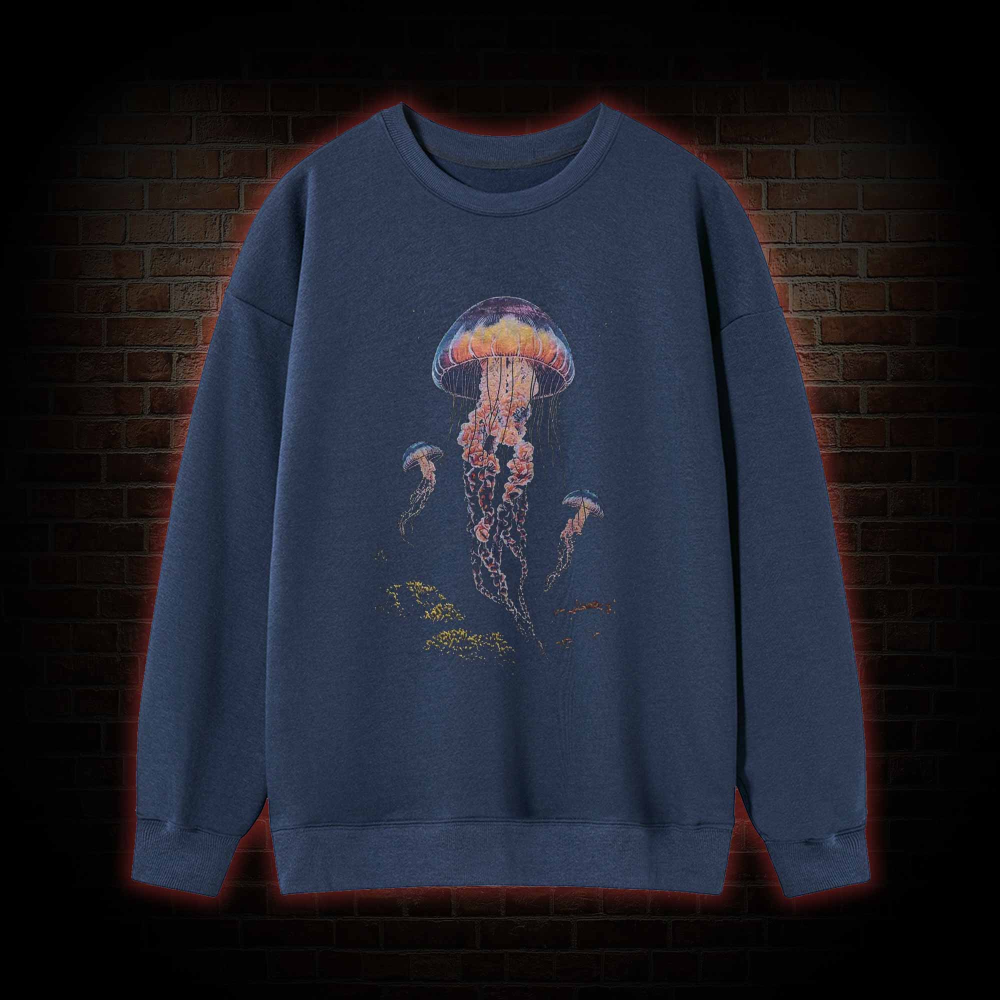 Vintage Jellyfish Dark Ocean Grunge Sweatshirt