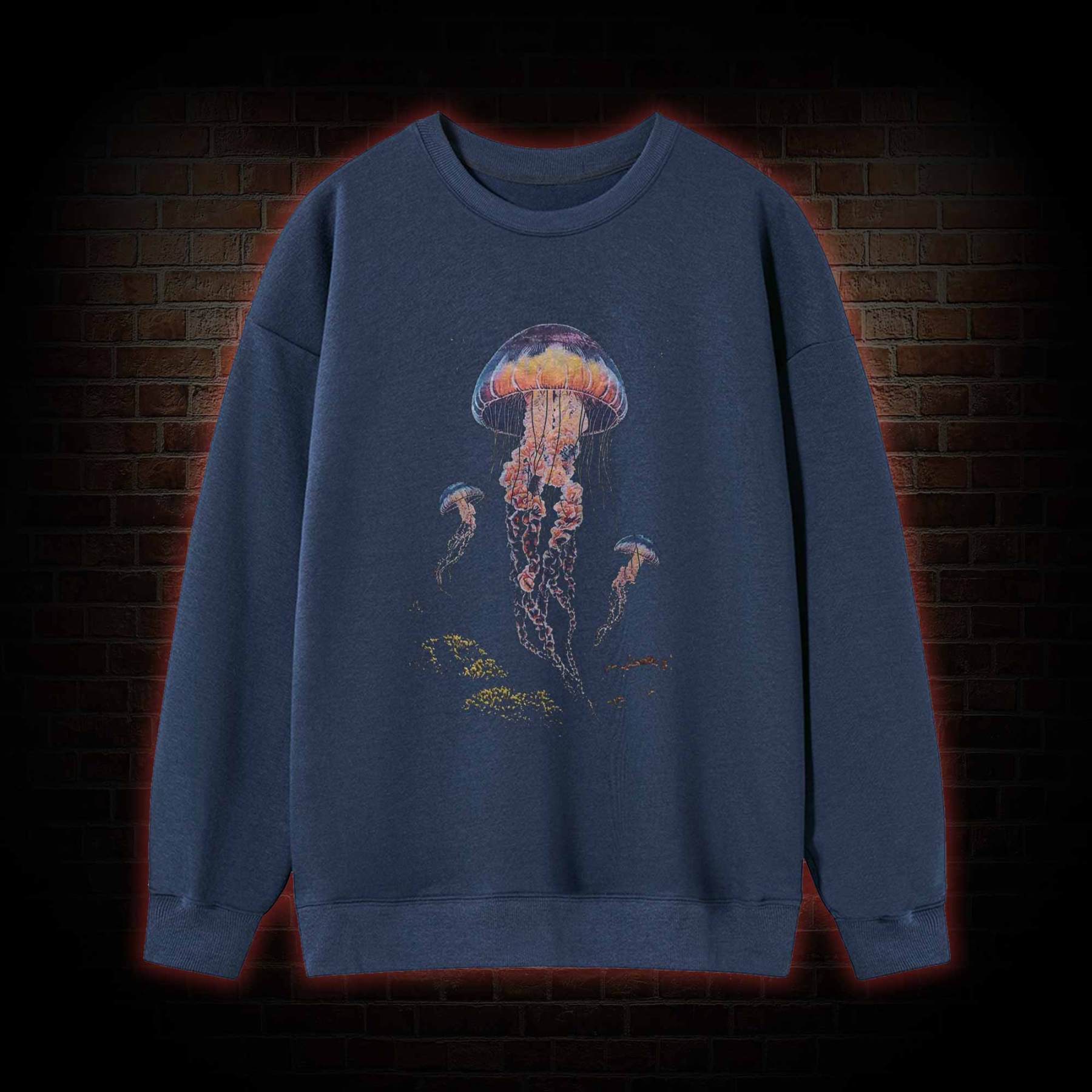 Vintage Jellyfish Dark Ocean Grunge Sweatshirt