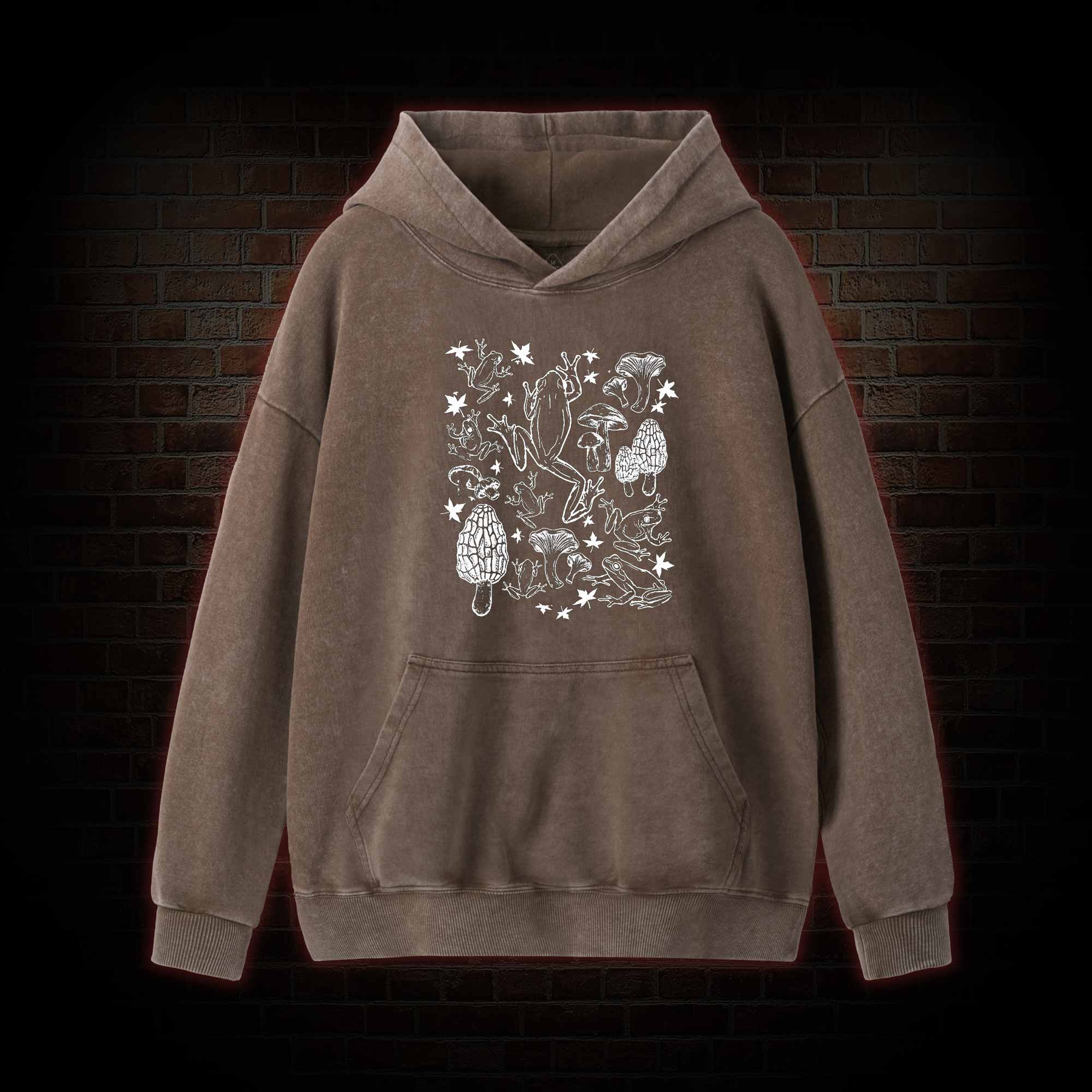 Frogs and Mushrooms Washed Hoodie