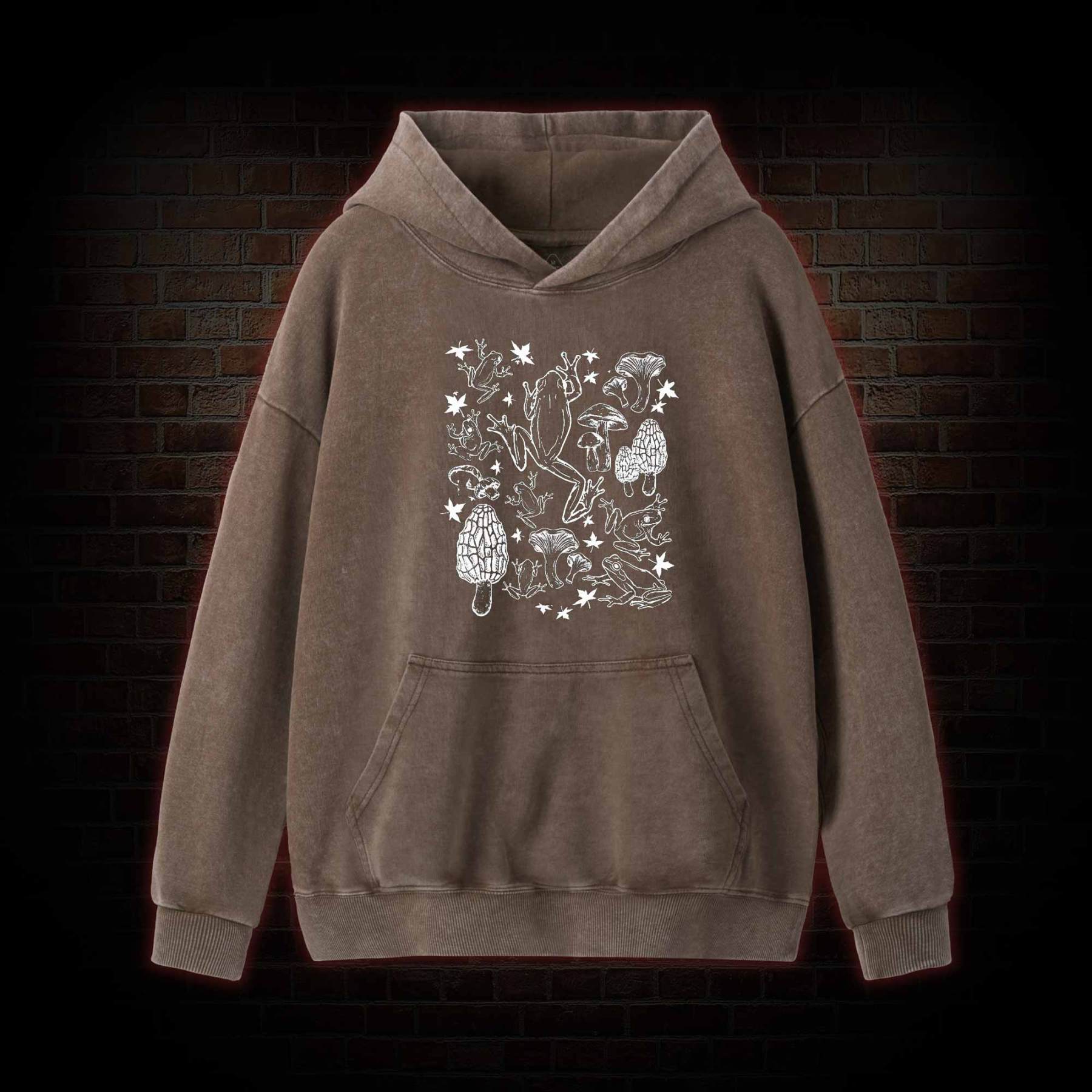 Frogs and Mushrooms Washed Hoodie