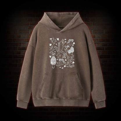 Frogs and Mushrooms Washed Hoodie