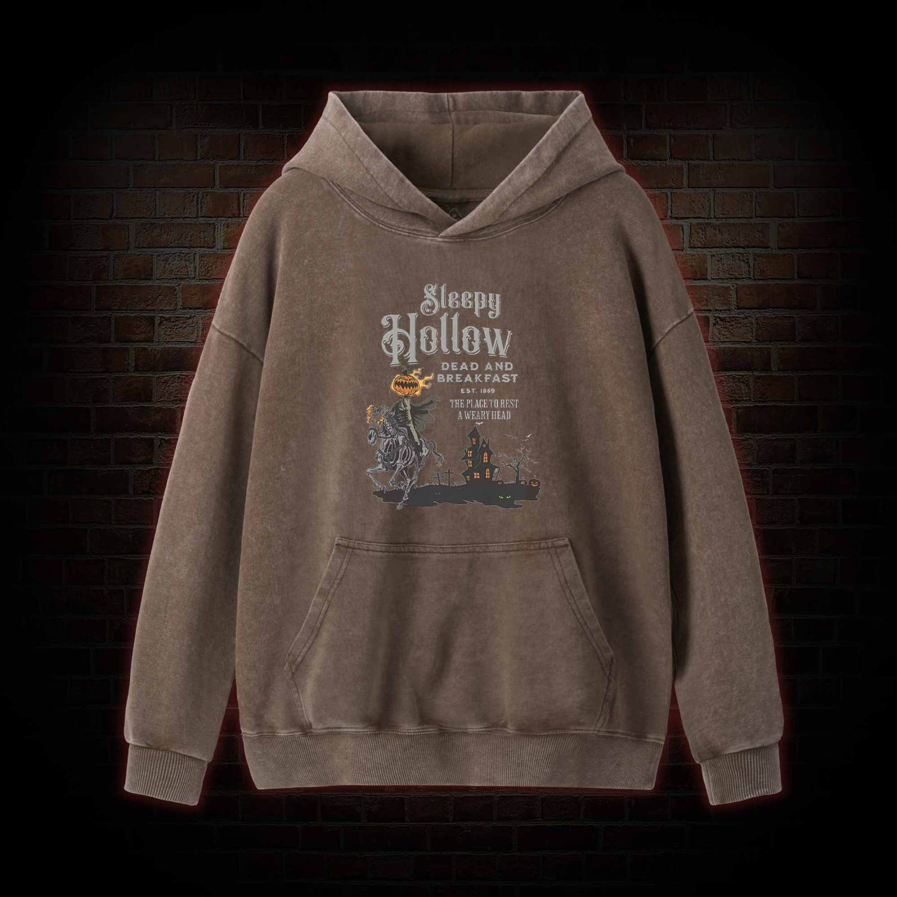 Vintage Halloween Scary Washed Hoodie