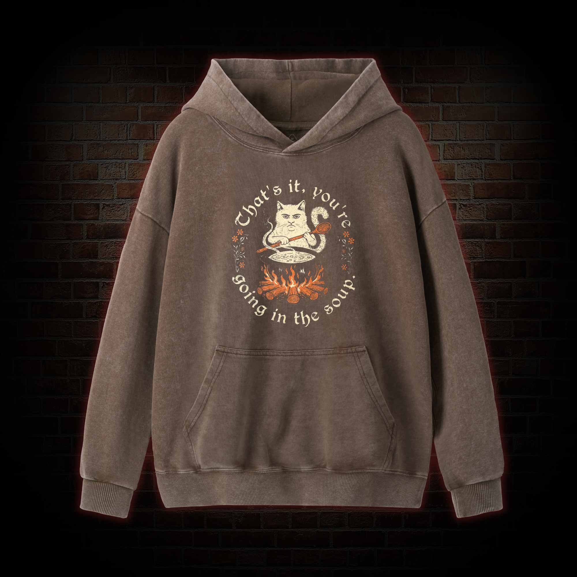 Weird Medieval Cat Washed Hoodie