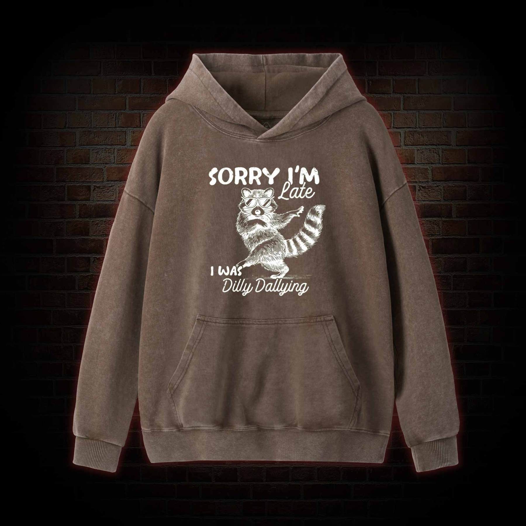 Sorry I'm Late Washed Hoodie