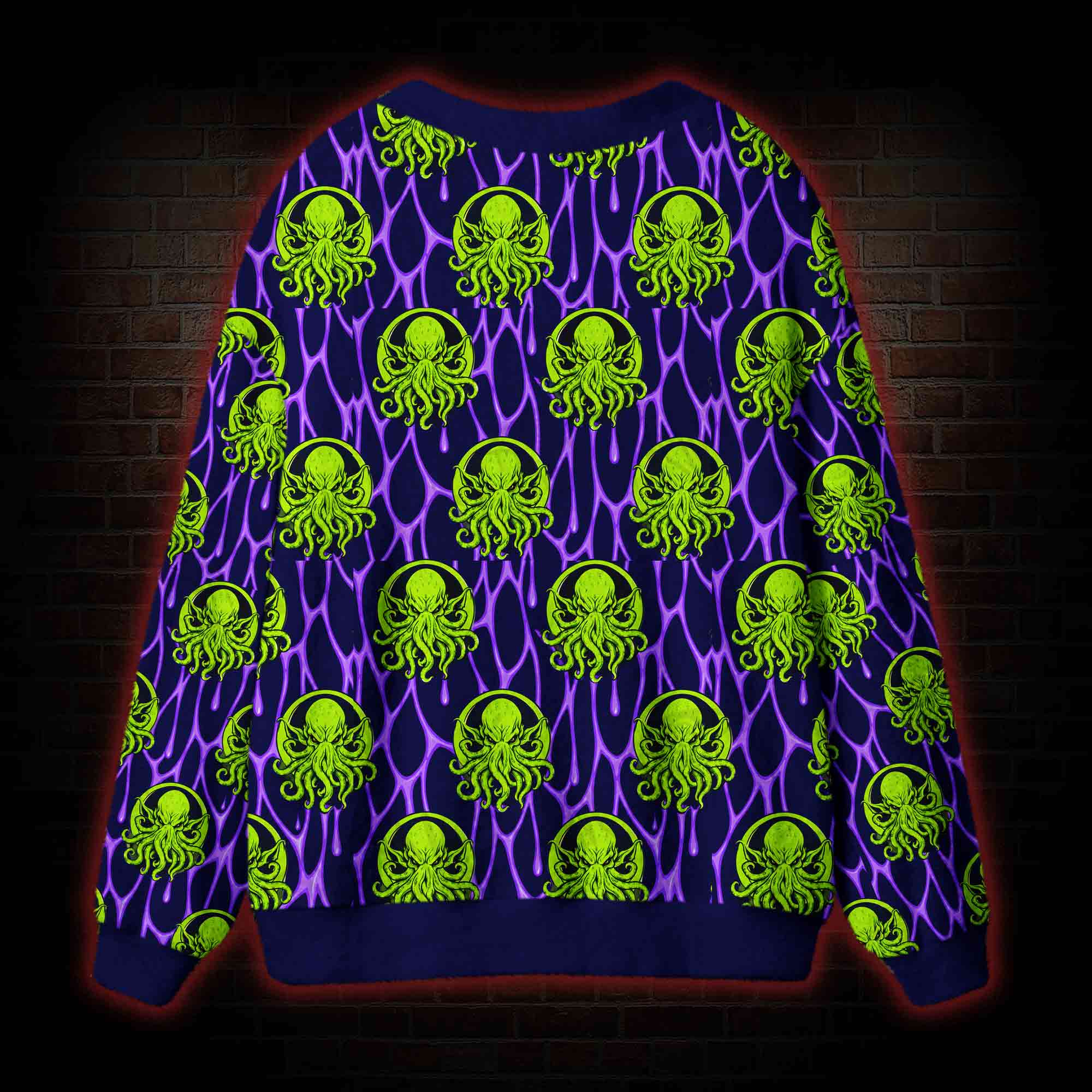 Neon Cosmic Horror Cthulhu Cardigan Sweater