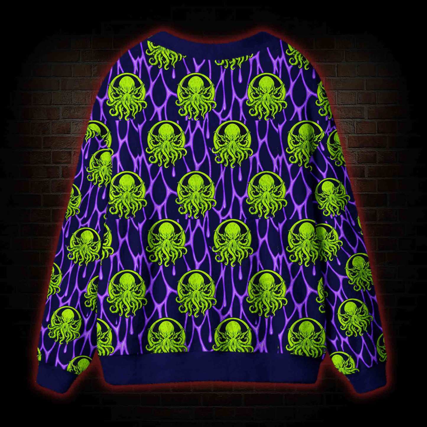 Neon Cosmic Horror Cthulhu Cardigan Sweater