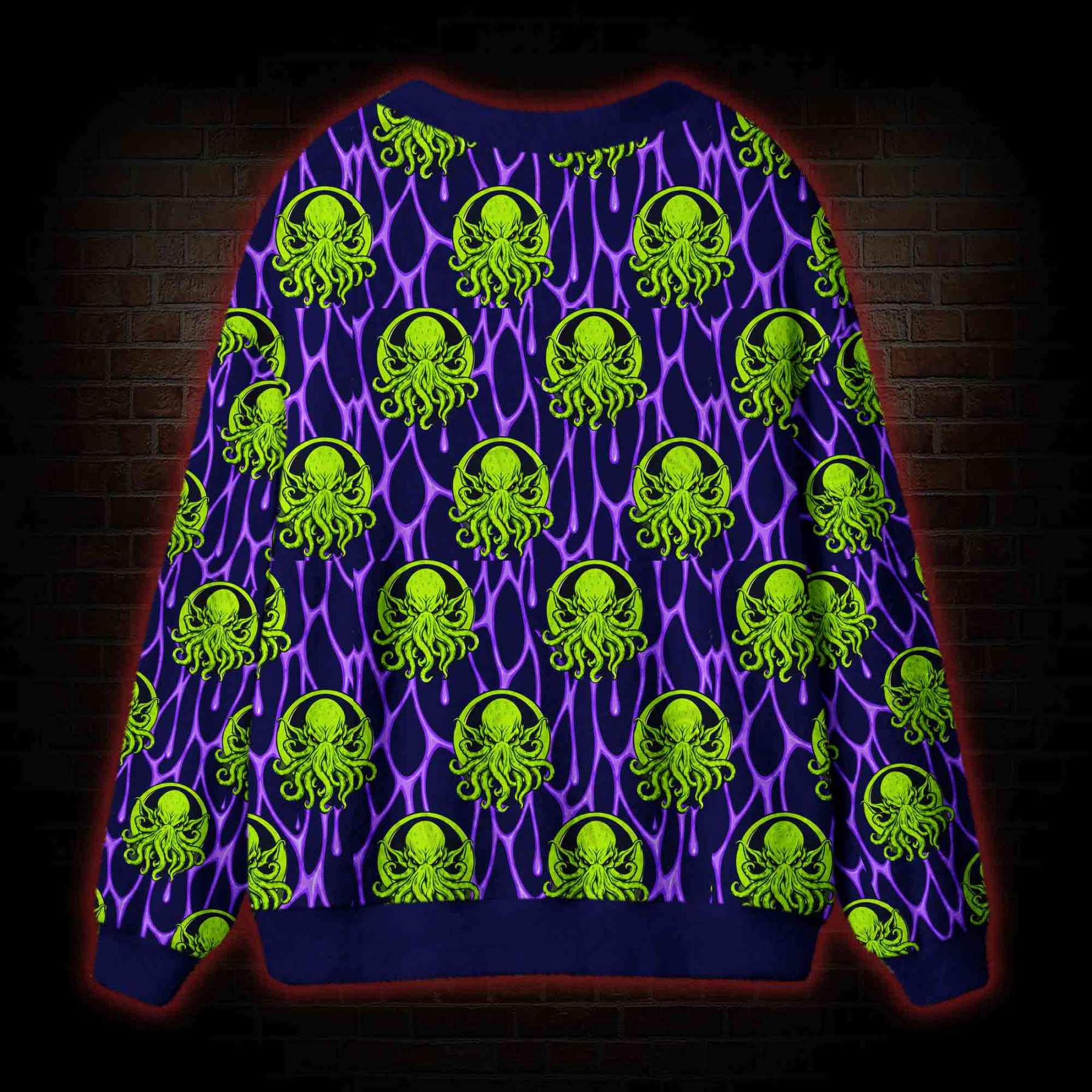 Neon Cosmic Horror Cthulhu Cardigan Sweater