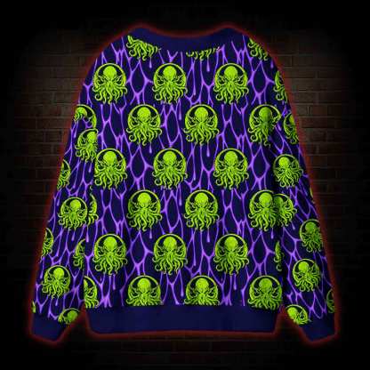 Neon Cosmic Horror Cthulhu Cardigan Sweater