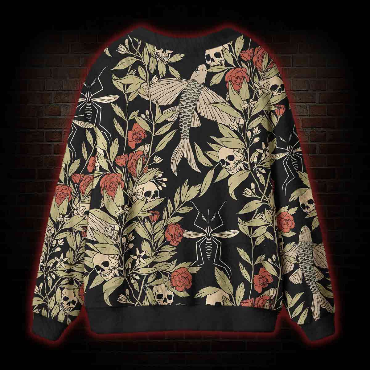 Skull and Flying Fish Cardigan Sweater