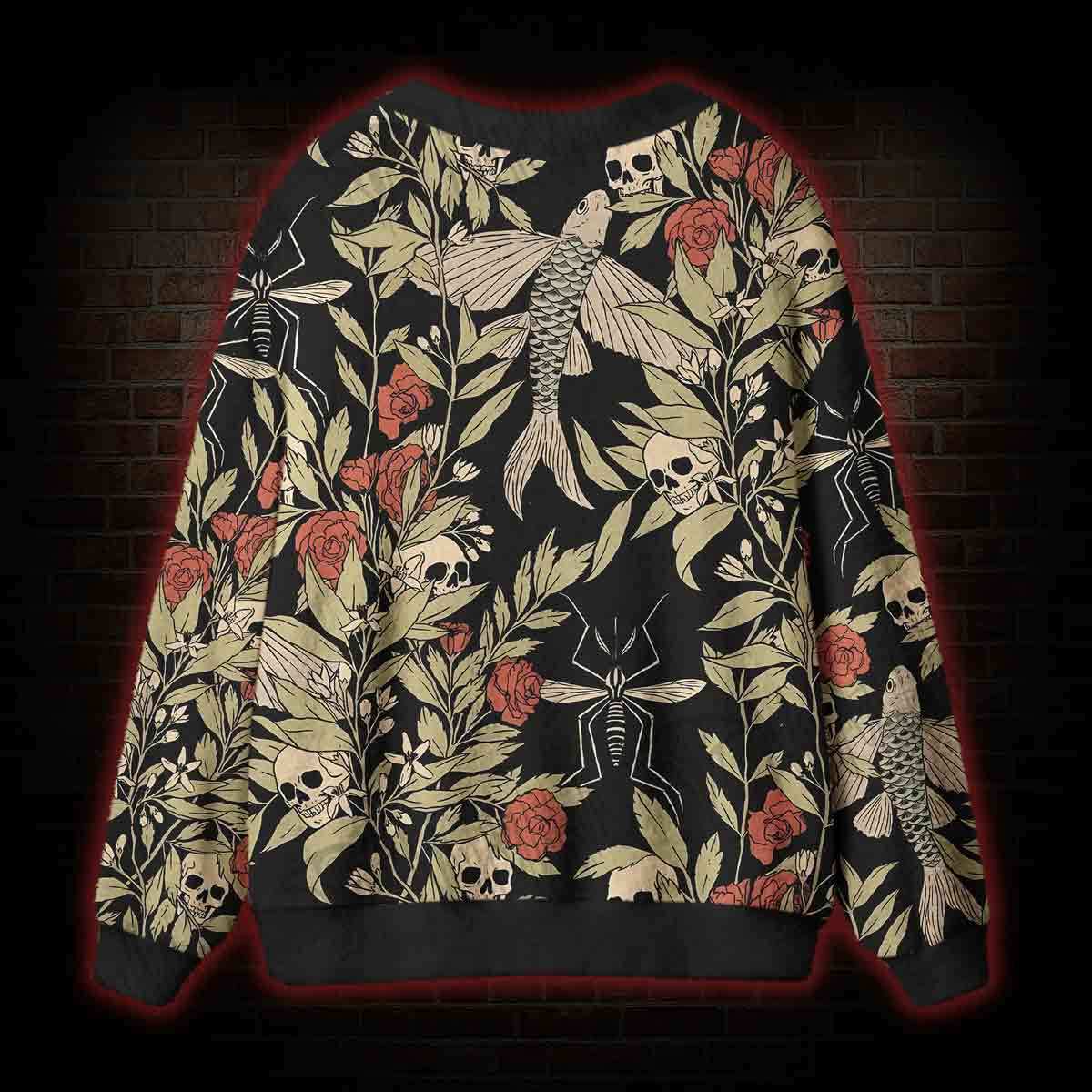 Skull and Flying Fish Cardigan Sweater