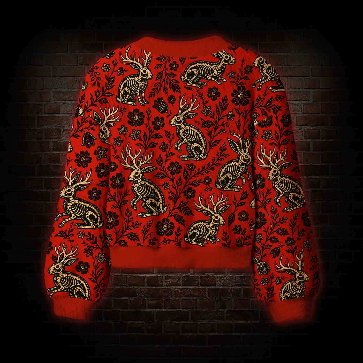 Jacklope and Flower Women's Cardigan Sweater