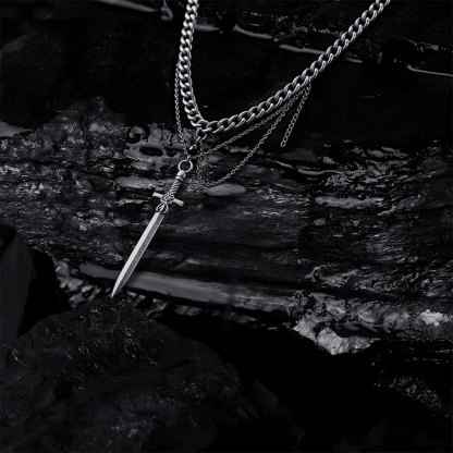 Layered Sword Pendant Necklace