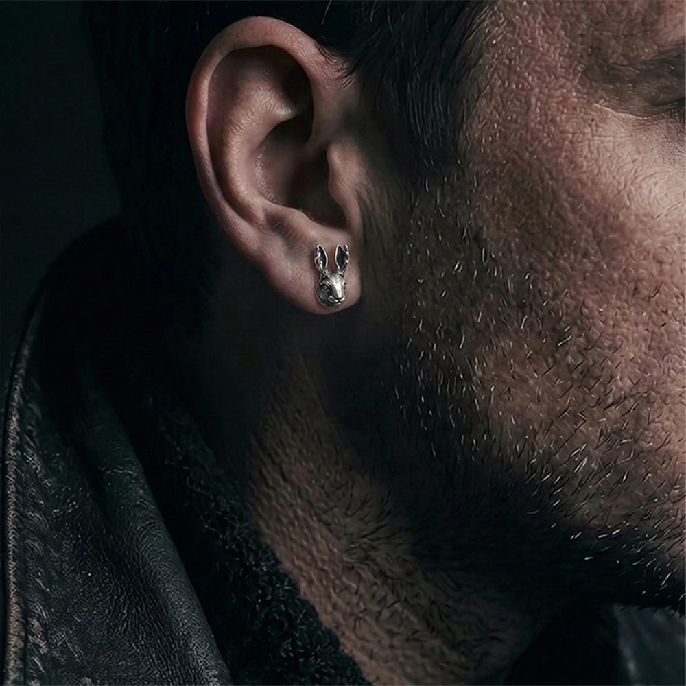 Cross Hare Stud Earring