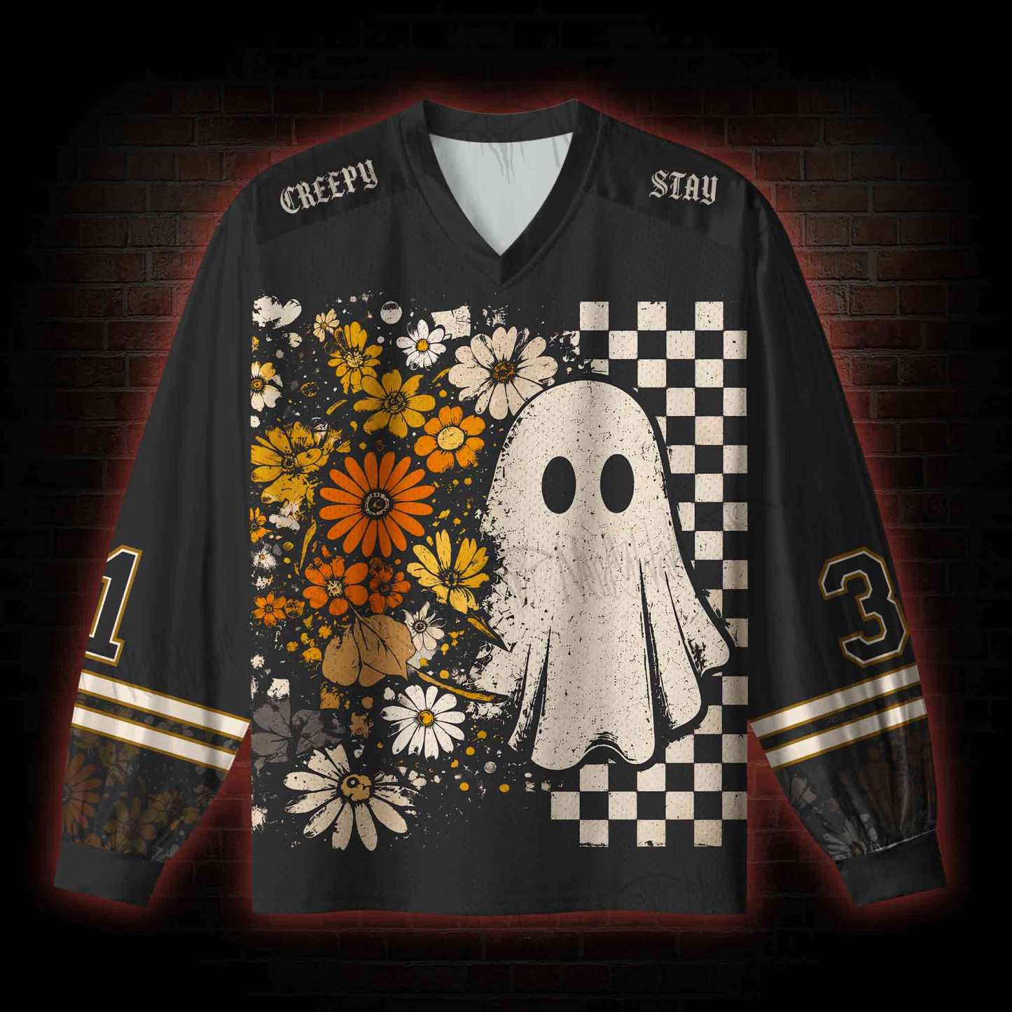 Stay Creepy V-Neck Long Sleeve Jersey