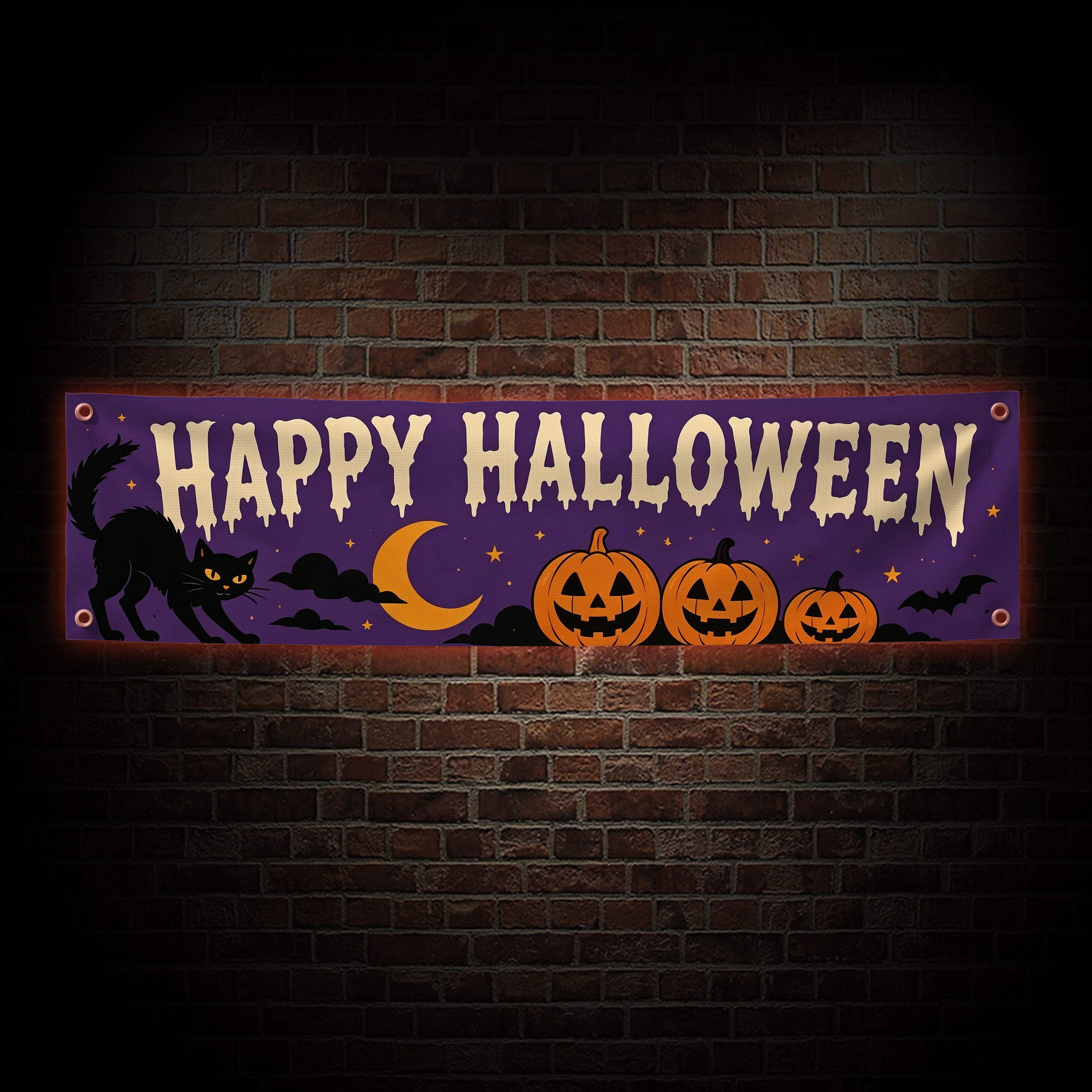 Black Cat Happy Halloween Banner