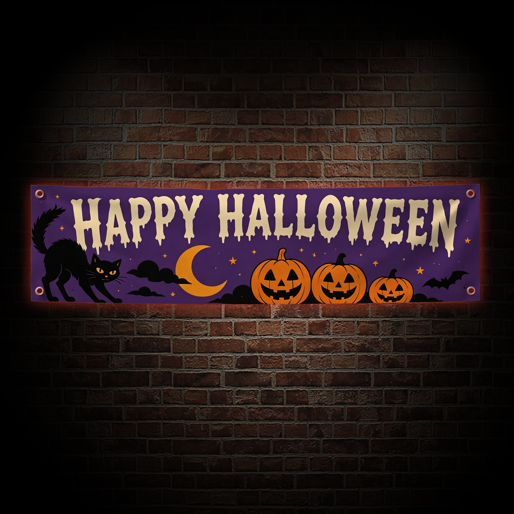 Black Cat Happy Halloween Banner