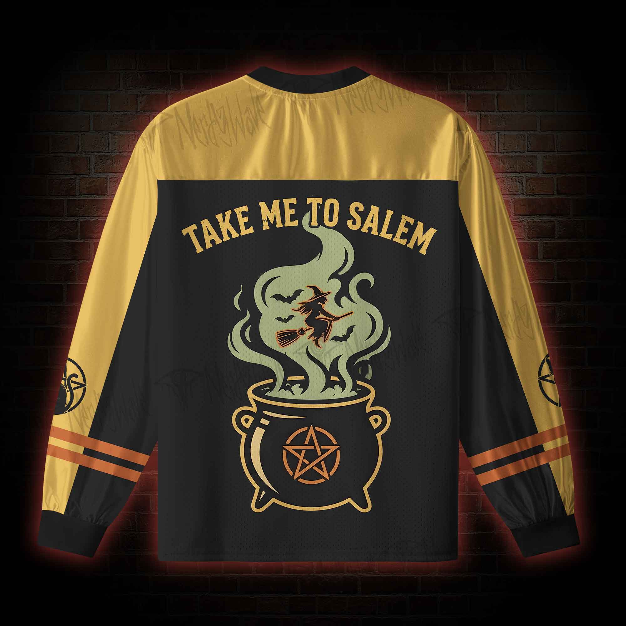 Take Me To Salem Halloween V-Neck Long Sleeve Jersey
