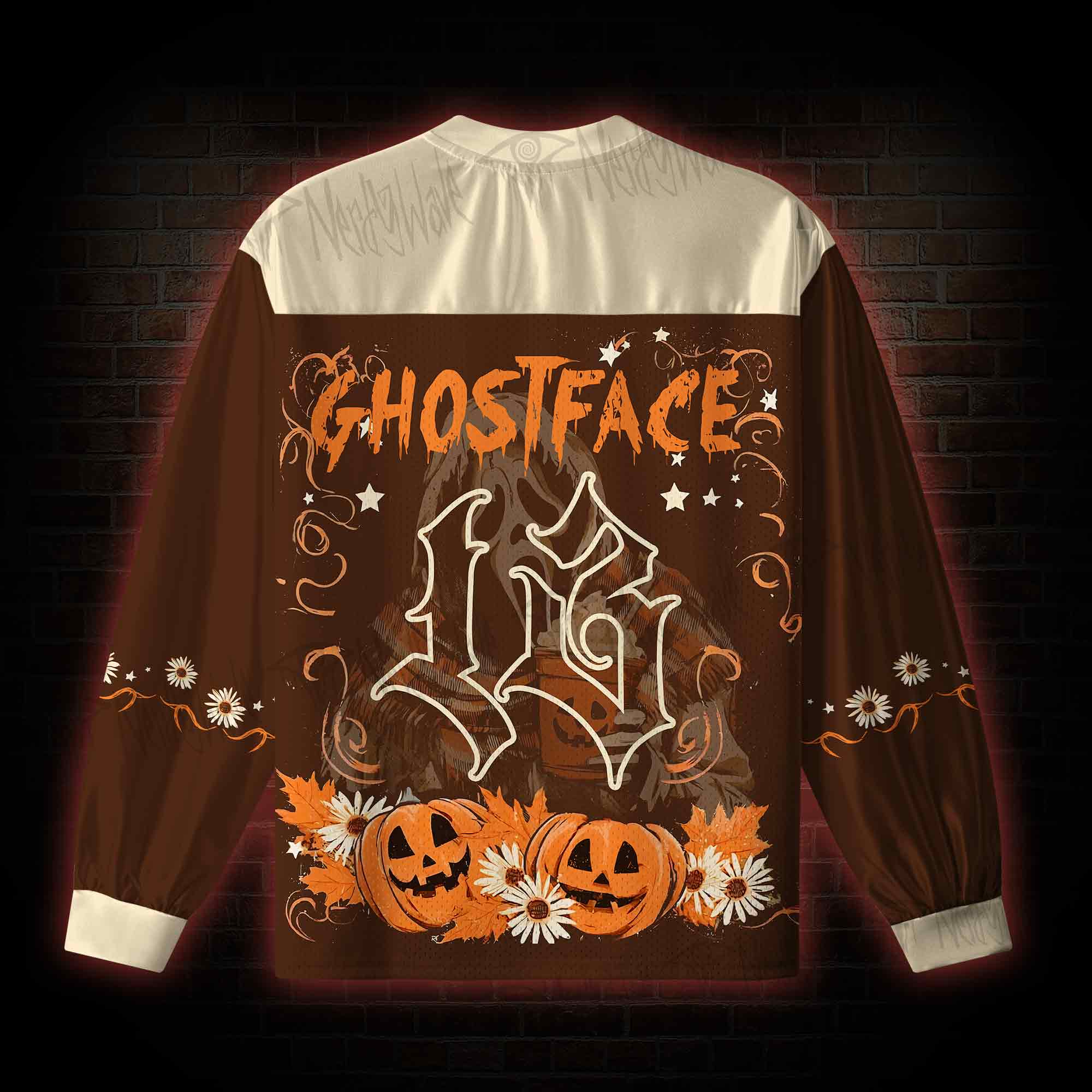 Pumpkin Scream V-Neck Long Sleeve Jersey
