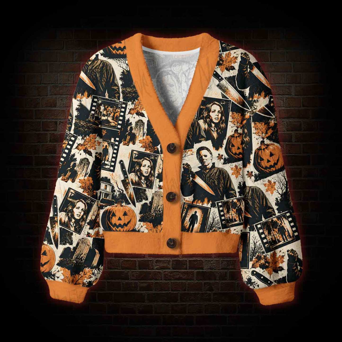 Retro Spooky Halloween Women's Cardigan Sweater