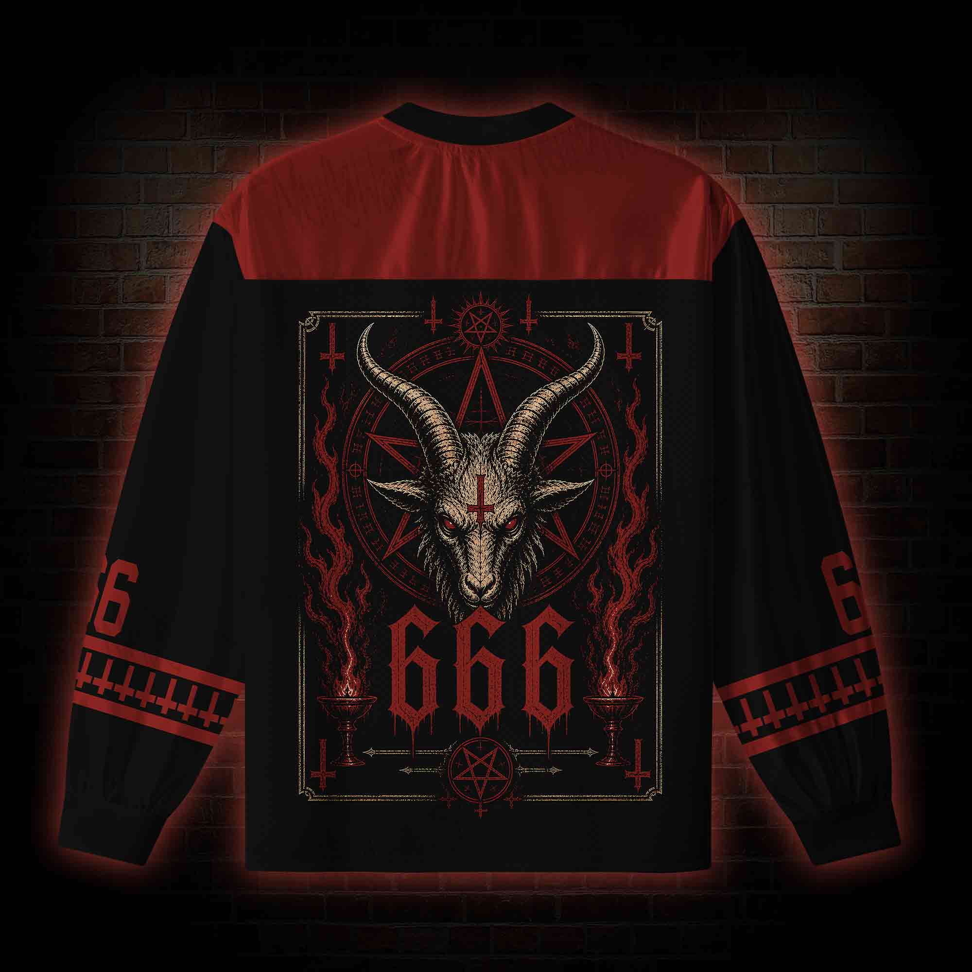 Baphomet Aesthetic V-Neck Long Sleeve Jersey