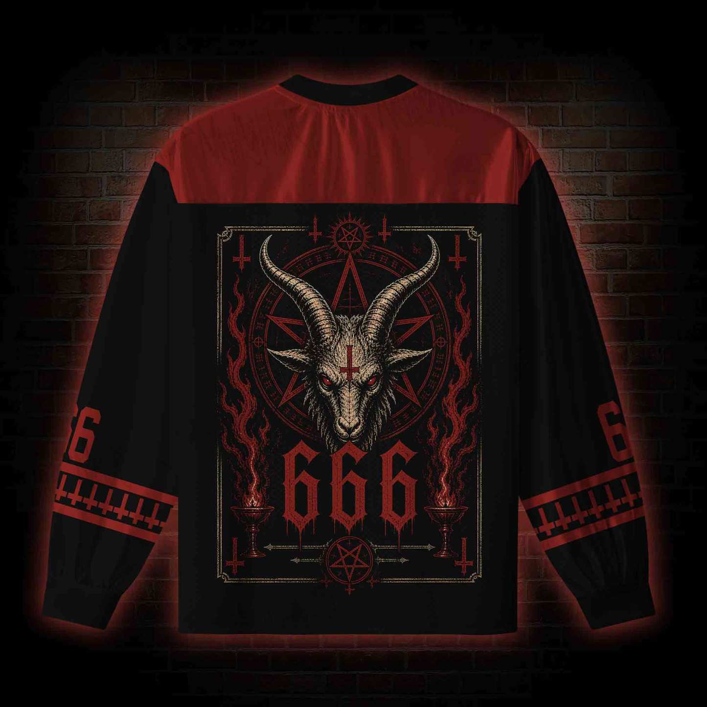 Baphomet Aesthetic V-Neck Long Sleeve Jersey