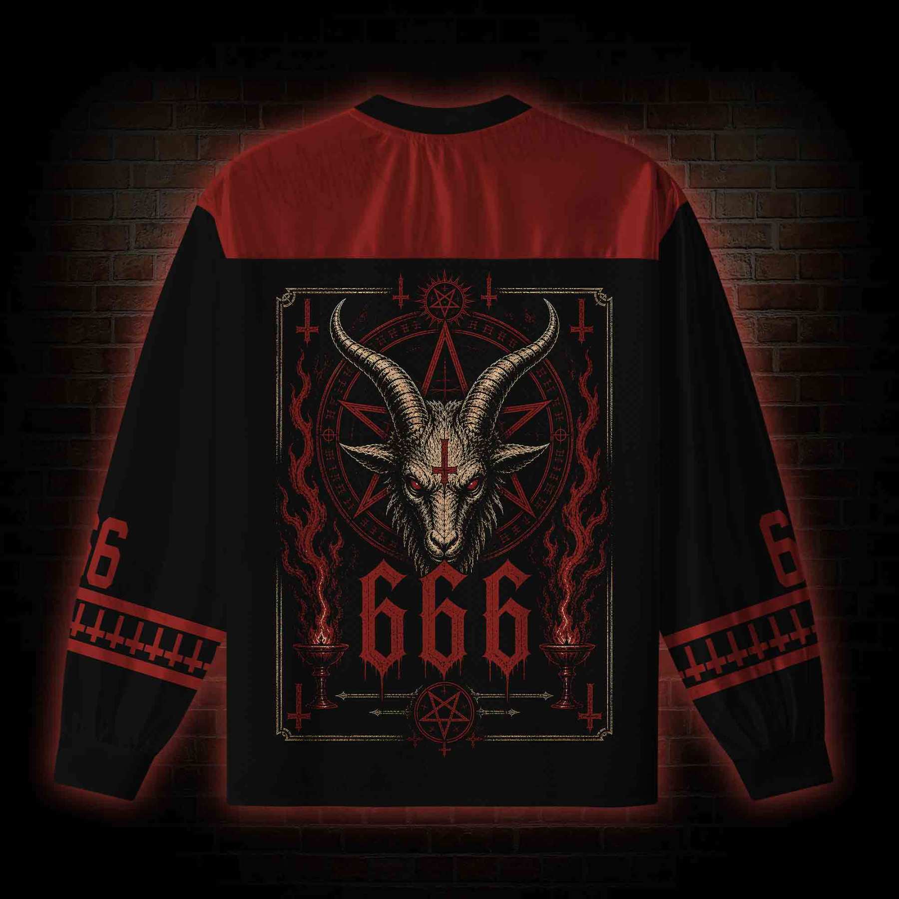 Baphomet Aesthetic V-Neck Long Sleeve Jersey