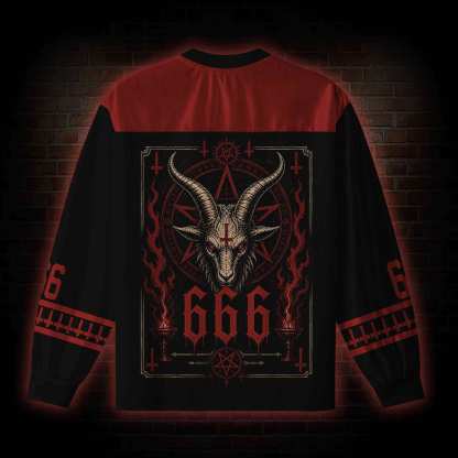 Baphomet Aesthetic V-Neck Long Sleeve Jersey