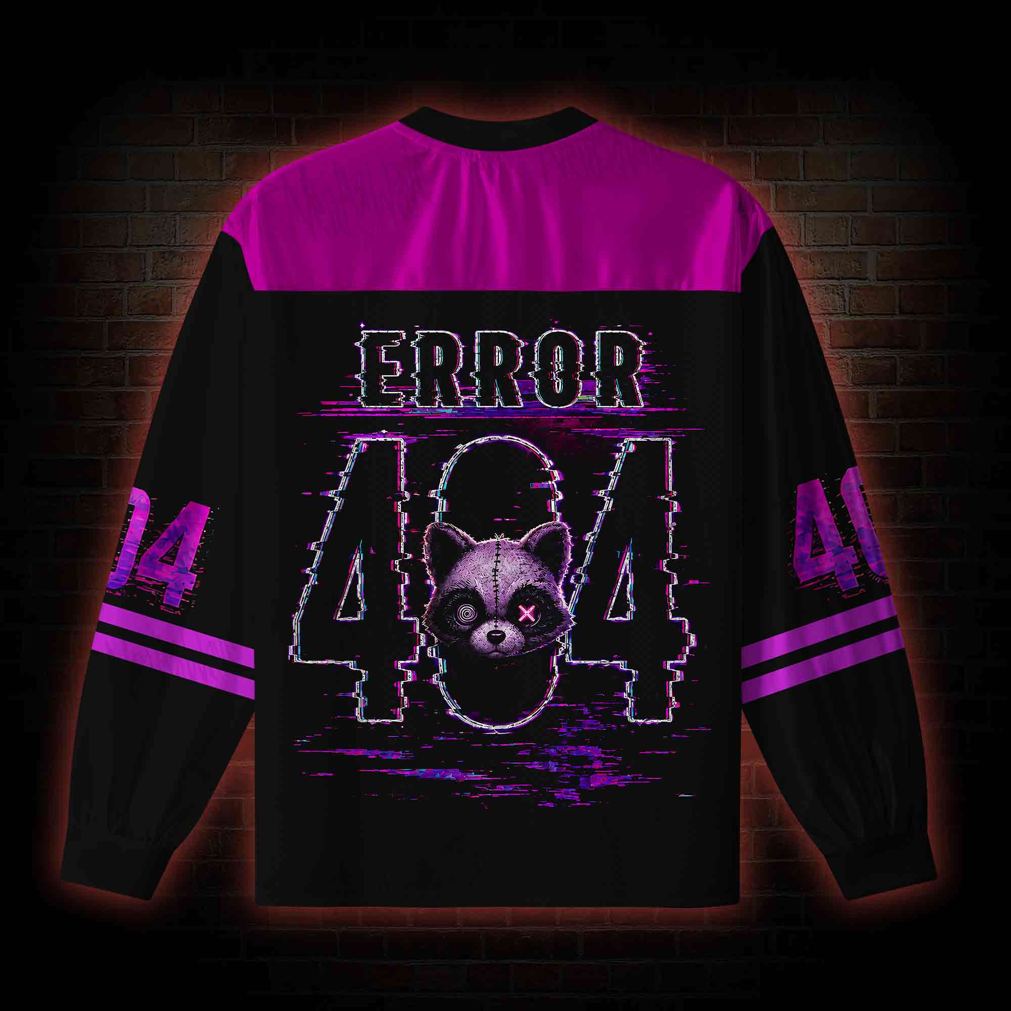 Error 404 Raccoon V-Neck Long Sleeve Jersey
