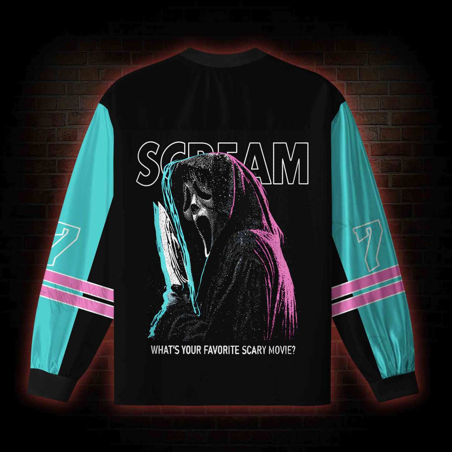 What's Your Favortie Scary Movie? V-Neck Long Sleeve Jersey