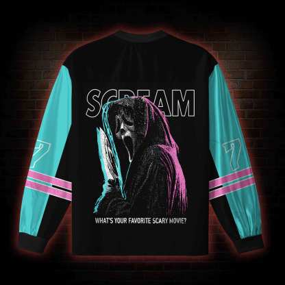 What's Your Favortie Scary Movie? V-Neck Long Sleeve Jersey