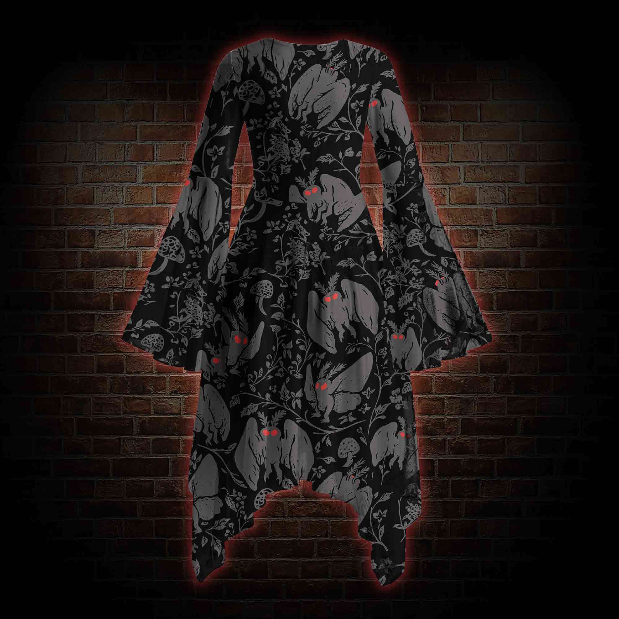 Mothman Bell-sleeve Handkerchief-hem Dress