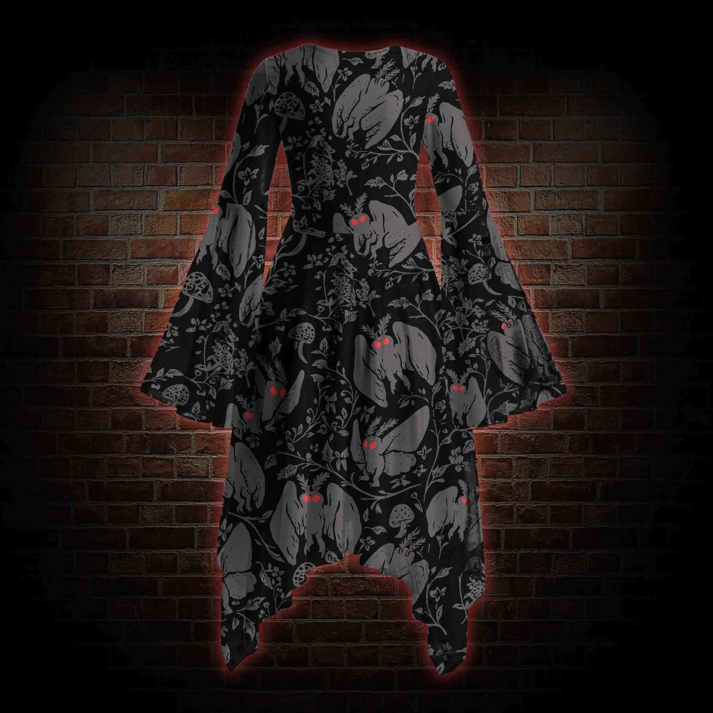 Mothman Bell-sleeve Handkerchief-hem Dress