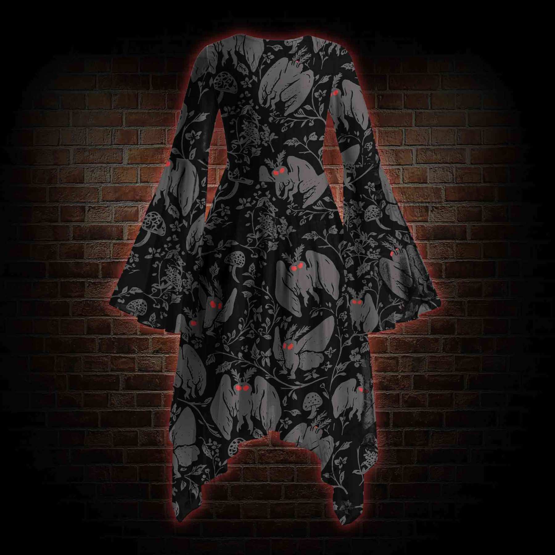 Mothman Bell-sleeve Handkerchief-hem Dress