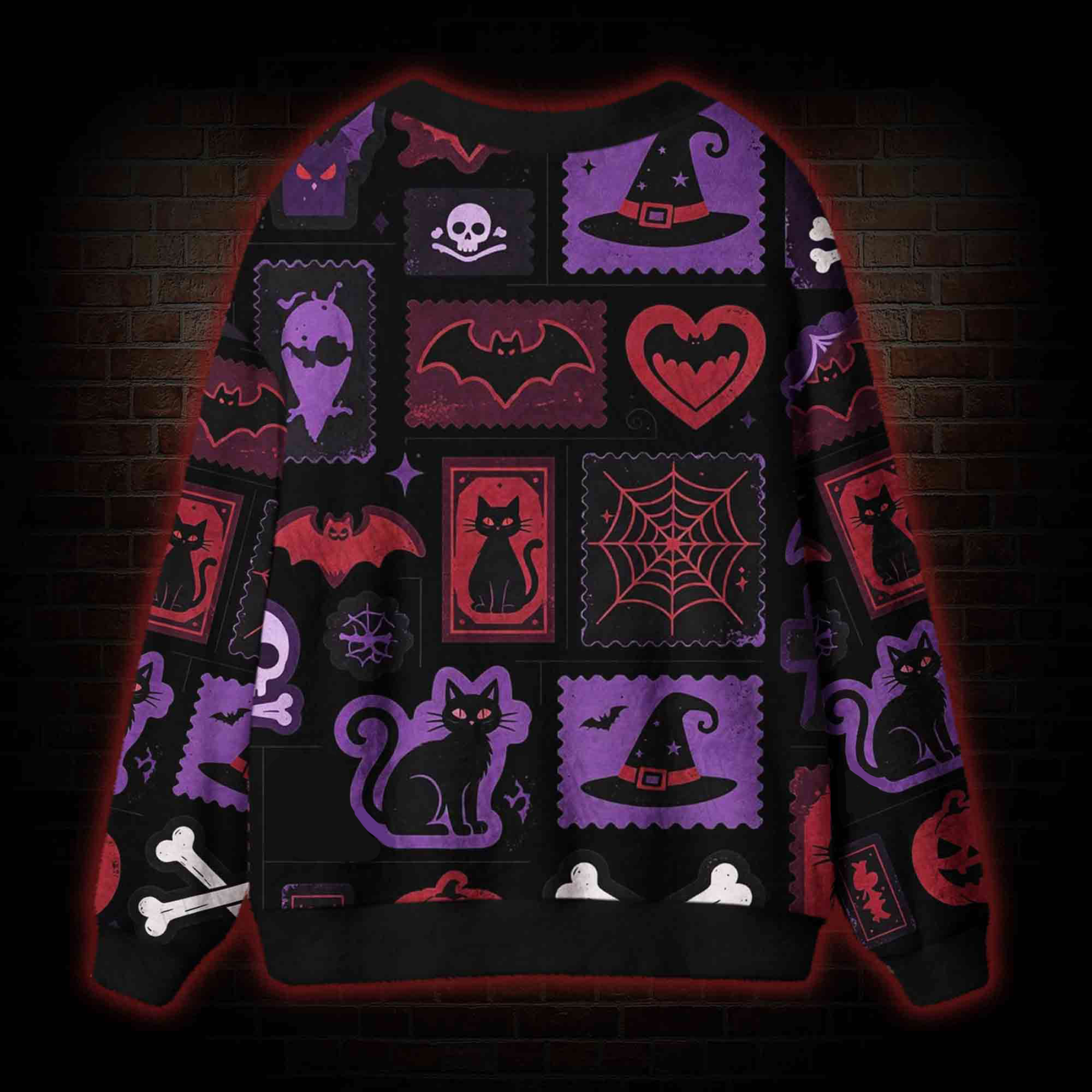 Witch Black Cat Cardigan Sweater