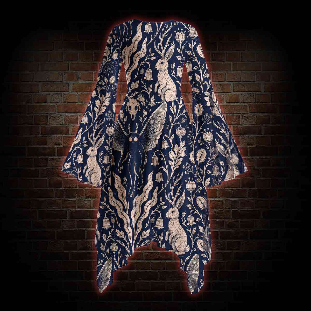 Cryptids Bell-sleeve Handkerchief-hem Dress