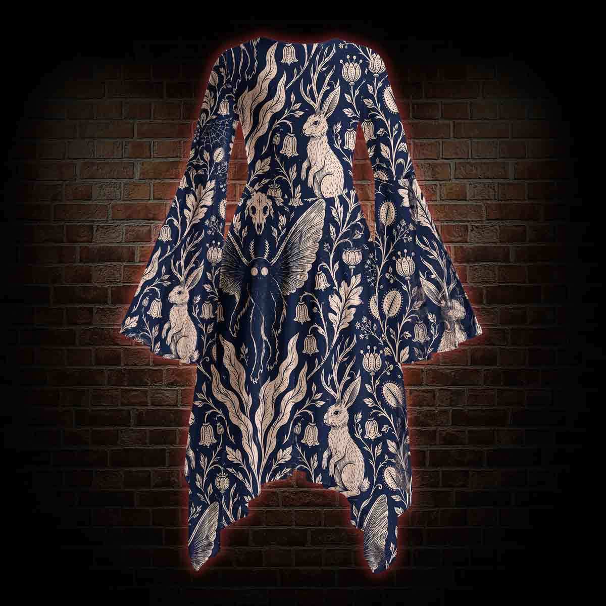 Cryptids Bell-sleeve Handkerchief-hem Dress