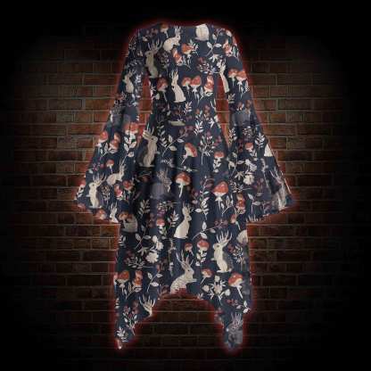 Jackalope Bell-sleeve Handkerchief-hem Dress