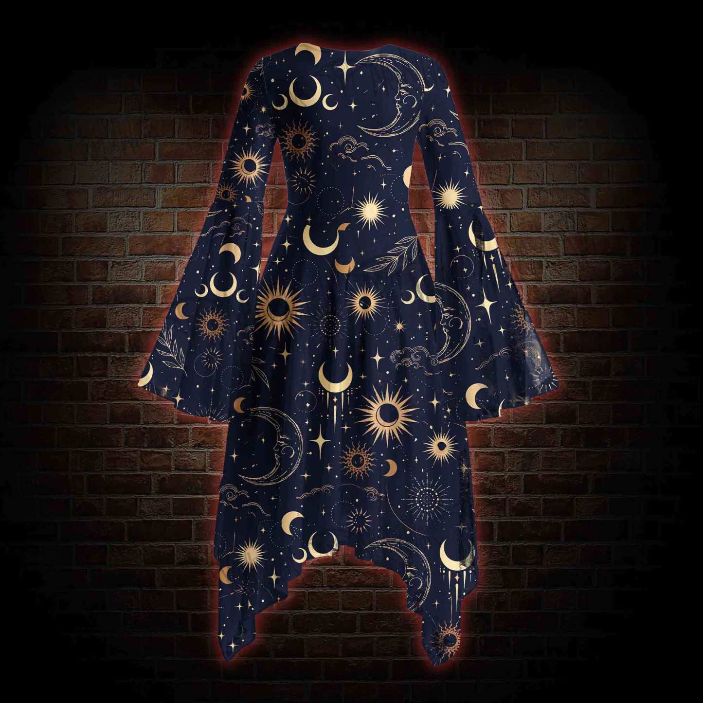 Celestial Aesthetic Bell-sleeve Handkerchief-hem Dress