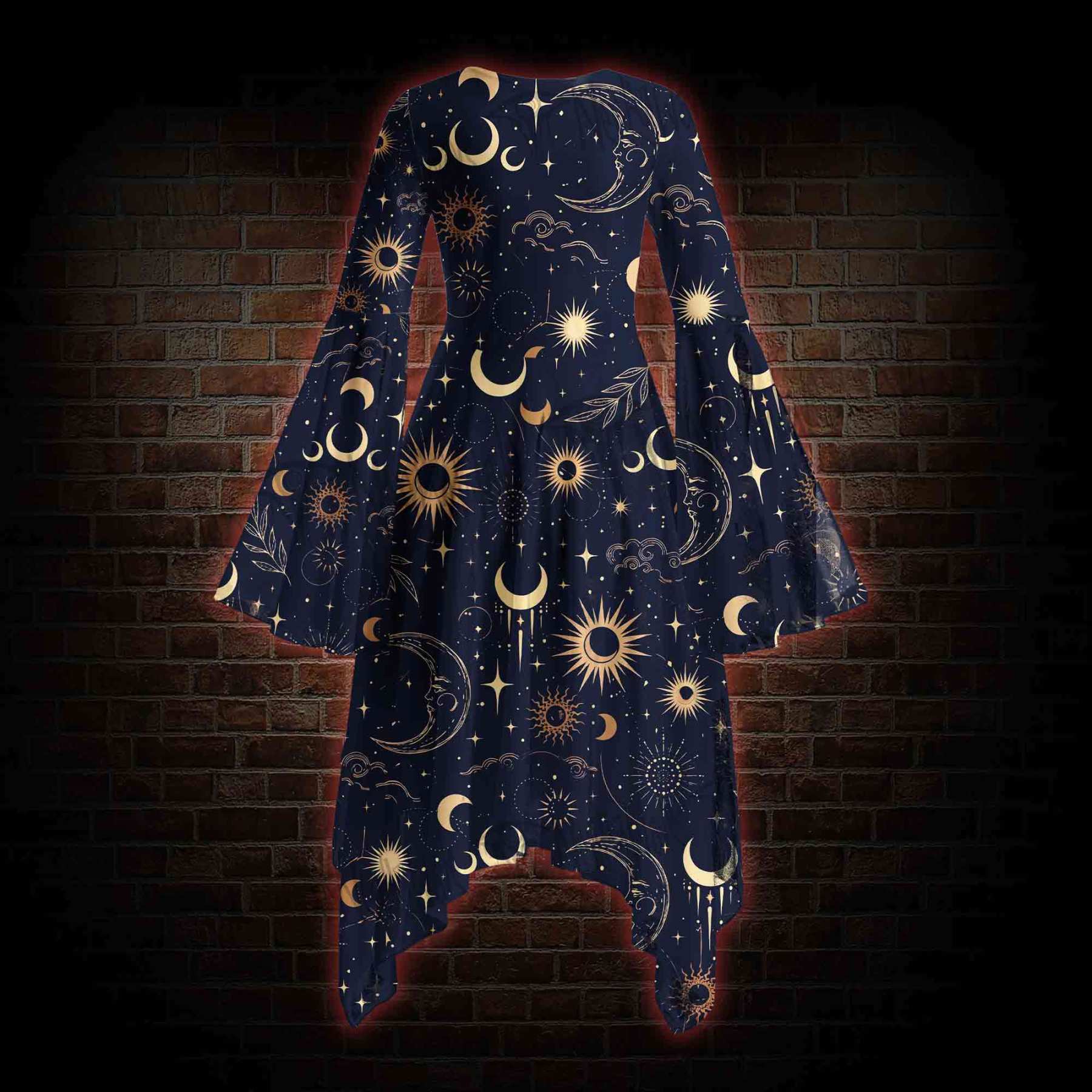 Celestial Aesthetic Bell-sleeve Handkerchief-hem Dress