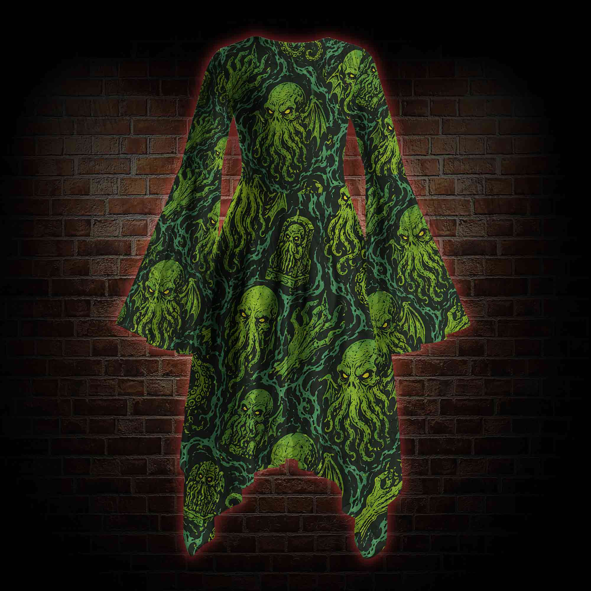 Cthulhu Mythos Bell-sleeve Handkerchief-hem Dress
