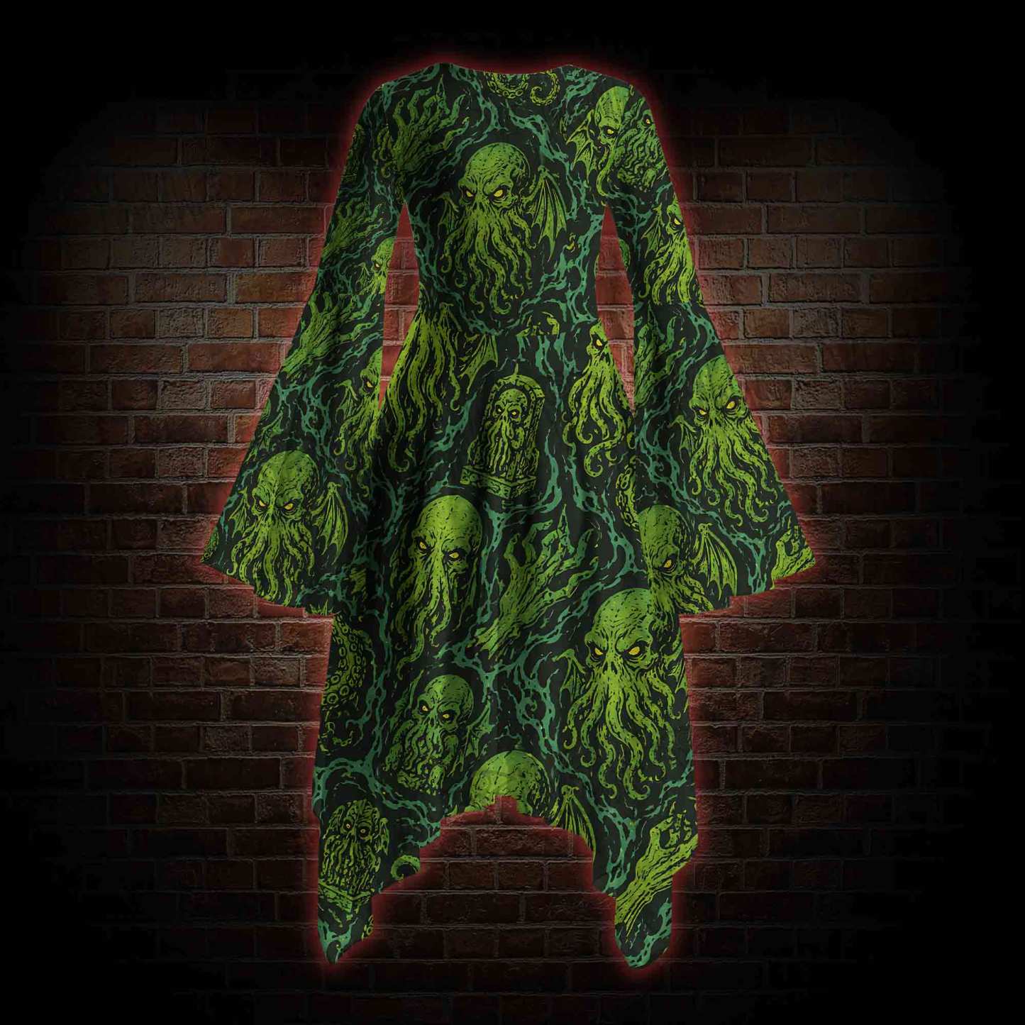 Cthulhu Mythos Bell-sleeve Handkerchief-hem Dress