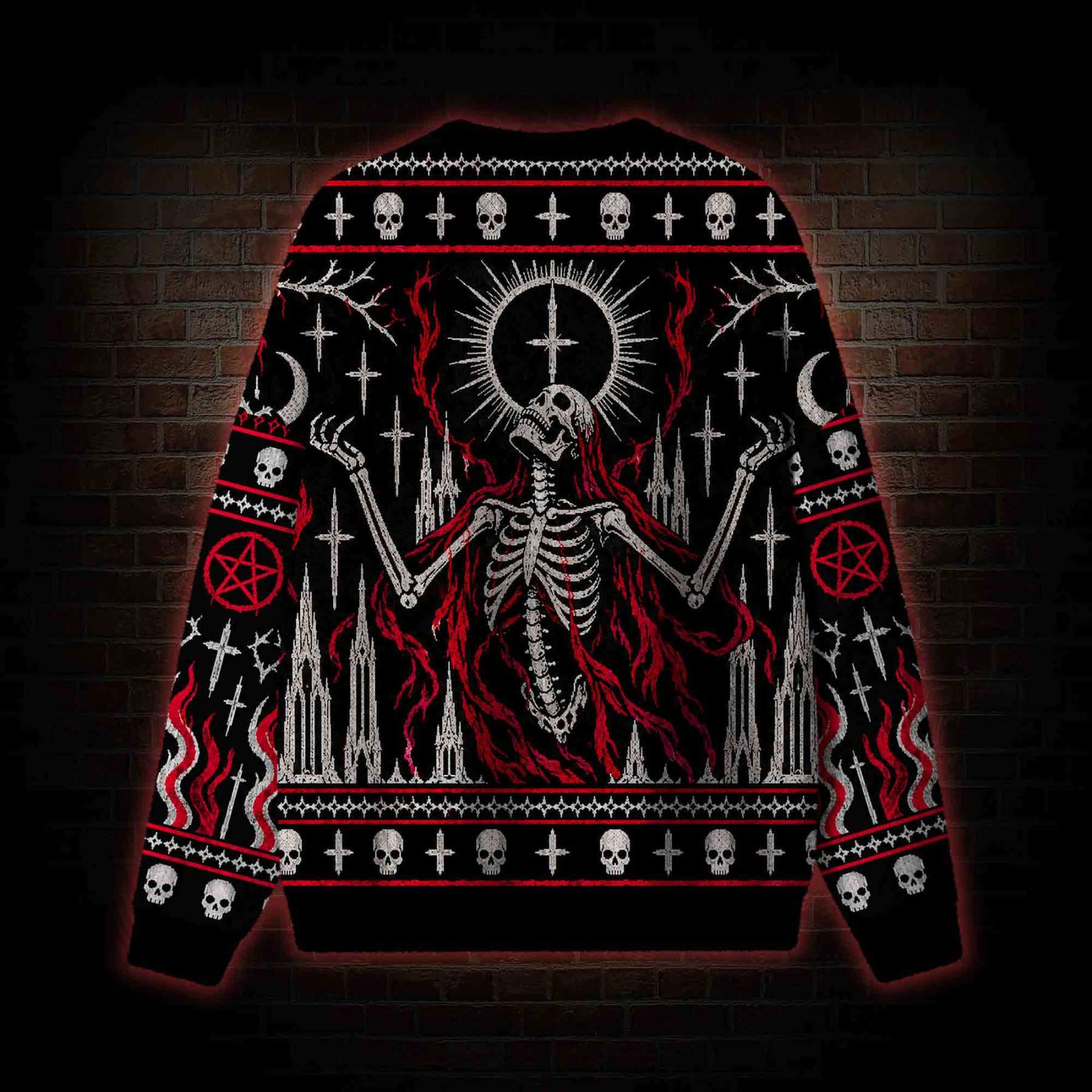 Satanic Majesty Skeleton Ugly Sweatshirts