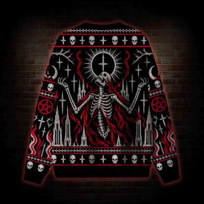 Satanic Majesty Skeleton Ugly Sweatshirts