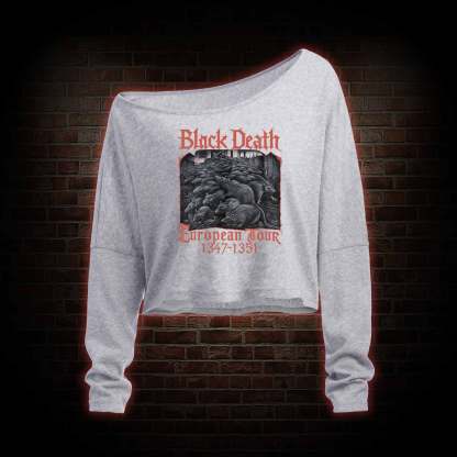 Vintage Black Death European Tour Off Shoulder Long Sleeve Top